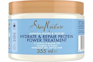 SHEA MOISTURE SheaMoisture Manuka Honig & Joghurt Haarmaske ,Hydrate + Repair Protein Power Treatment , 355ml , Tiefenpflege für strapaziertes, geschädigtes Haar.