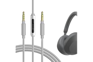 GEEKRIA QuickFit Audio Cavo con Microfono Compatibile con Sony WH-1000XM5 WH-1000XM4 WH-XB910N WH-XB900N Cavo, 3.5mm Cavo Stereo Sostitutivo con Microfono in linea e Controllo del volume(1.2m)