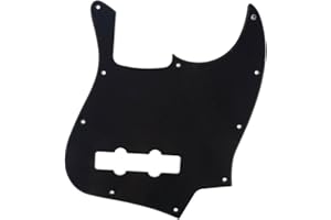 Musiclily 10 trous Pickguard JB Basse pour Fender US/Mexique Made Standard Jazz Bass, 1 pli Noir Vernissé