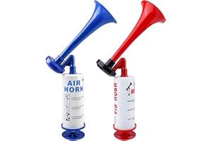 Vegena 2 Pièces Klaxon à Air Comprimé, Trompette Klaxon à Air, Klaxon à Main Pompe à Air en Métal, Corne de Brume Manuelle, Trompe de Stade Mégaphones pour Bateau, Voiture, Les événements Sportifs