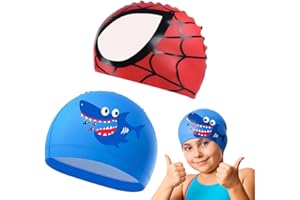 ZIRYAKO Cuffia da nuoto per bambini, 2 pezzi, per bambini dai 4 ai 10 anni (Shark Spiderman)