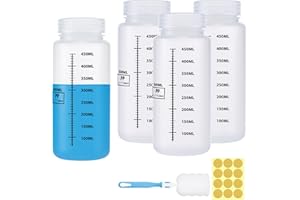 Sheryl&Rain 4 Stück 500 ml Weithalsflasche Kunststoff, Labor-Reagenzflasche mit Breiter Öffnung, Versiegelt, Auslaufsicher, Durchscheinend, PP-Flasche, für Pillenflaschen, Wasserprobenflaschen