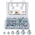 Epi-Torque 180 Pcs M4 5 6 8 10 Zinc Plated Steel T Nuts Four Claw Nuts Assortment Kit for Wood Rock Climbing Holds Cabinetry Furniture