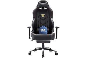 COLAMY Big and Tall Gaming Chair with Footrest -Racing Style Computer Gamer PC Chair, Ergonomic High Back, Wide Seat, Reclining Back, 3D Armrest, Headrest and Lumbar Support for Adult, Black