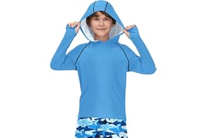 BesserBay Jungen UV Shirt Langarm mit Kapuze UPF50+ Rashguard Kinder 120-160