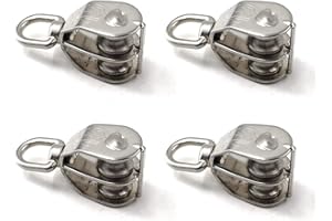 FLOMORE M15 Poulie double en acier inoxydable du bloc 304 de poulie paquet de 4 chargement:35KG