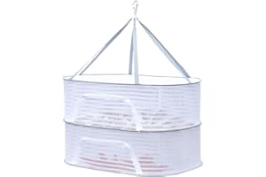 Wayxmax Trockennetz Kräuter Mesh Kräutertrockner Trockennetz Für KräUter,2/4-Lagiges HäNgendes Trockennetz Mit Reißverschluss,Für Kräuter, Pflanze, Fleisch, Zwiebeln, Fisch, Gemüse (2-lagiges weiß)