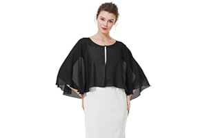 BEAUTELICATE Chal Estola Mujer Fiesta Capa Capelets Gasa Bolero con Botón Para Novia Invitada Boda Verano