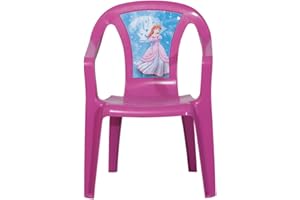 PRO GARDEN Silla apilable para niños monobloque, Made in Italy, con fantasía de Disney, 38x38x52cm, Color Rosa