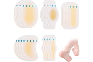 LEIKEDUN Pansements Hydrocolloïde Invisibles pour Ampoules - Lot de 30 Bandages Gel Pied, Orteil et Talon (32 Pièces, M)