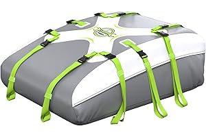 Sailnovo Cofre de Techo Plegable 20 pies cúbicos Portaequipajes Impermeable Mejorado, Apto para Coches sin Portaequipajes con Alfombrilla Antideslizante (Gris-Verde)