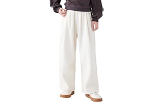 SEAUR Pantaloni da ragazza in velluto a coste, foderati in pile, a gamba larga, pantaloni larghi per inverno e autunno, per 4-14 anni