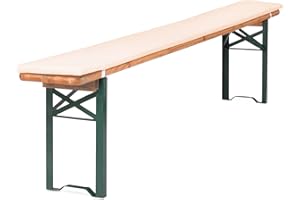 TexDeko Bierbankauflage gepolstert 220x25x2cm waschbar mit Reißverschluss für Bierzeltgarnitur Härtegrad Mittelhart RG23 Bequeme Bankauflage zum selber aufziehen (Creme)