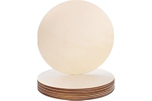 Cercle en bois,10 pièces de 20 cm en bois brut vierge pour travaux manuels, plaque ronde en bois,disques en bois fins,rondelles de bois rondes pour pyrogravure,peinture et décorations de Noël (8in)