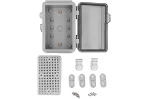 Distributionsbox med gångjärnsförsett lock Monteringsplatta Fästen IP67 Kopplingsbox ABS-plast Elkapsling 100x150x90MM