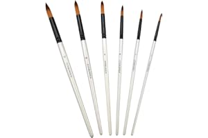 WANGJIANGDA 6 Pinceaux Peinture Acrylique Professionnel Rond Pointu Ensemble de Pinceaux pour Acrylique, Huile, Gouche et Aquarelle