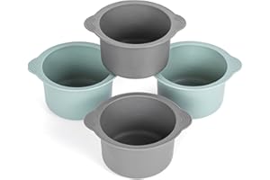 Pietuley Large Silicone Poached Egg Moulds, 4PCS Ramekins for Air Fryer, Yorkshire Pudding Tray Air Fryer Poached Egg Cups Poached Egg Maker, Air Fryer Accessories Air Fryer Liners (Grey Green)