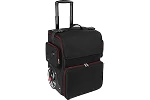 RELAVEL Make-up-Zughülle, Trolley-Make-up-Reiseetui mit Verbrühungsschicht aus Zinnfolie, Haarstyling-Schönheitssalon-Box für Friseur-Clipper, Friseur-Aufbewahrung, Friseur-Organizer, Schwarz , Haarstyliste