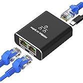 Loydia Ethernet Switch Splitter 1 to 2, 1000Mbps Ethernet RJ45 Splitter 2 Ports LAN Network Ethernet Adapter Switch RJ45 with