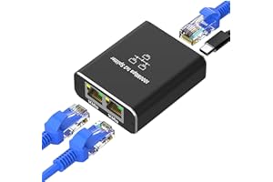 LOYDIA Switch Ethernet Splitter 1 a 2, 1000Mbps ethernet RJ45 Splitter 2 Ports LAN Network Ethernet Adapter Switch RJ45 con Cable de Alimentación USB C para Ordenador, Conmutador, Router