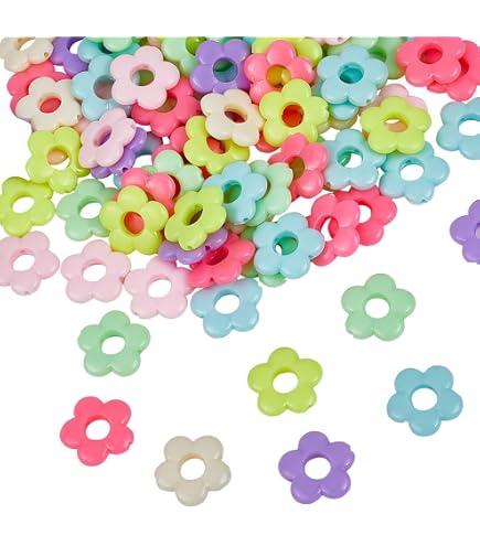 100 Perles En Acrylique Transparentes Formes Fleurs - 18x19 Mm, Trou 1,2 Mm - Pour Fabrication De Bijoux DIY - 2