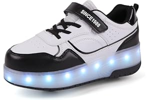 ROLLTONGOZ Roller Skate Shoes for Boys and Girls Kids LED Light Up Fashion Sneakers Skating Shoes with Rechargeable and Detachable Wheels The Gift for Party Birthday Christmas Day
