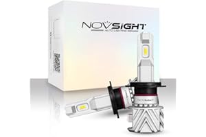 NOVSIGHT Ampoule LED H4 10,000LM 50W Phare Auto Car Lampe, 1:1Mini taille Remplace les Lampes Halogènes et Xénon, 6000K Blanc Garantie 2 ans