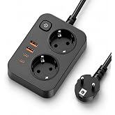 EYMUOBC Power Strip 6-in-1 with USB-C Fast Charging and Surge Protection, 2 Sockets with Switch and 4 USB Ports (2 USB-C&amp;2 US