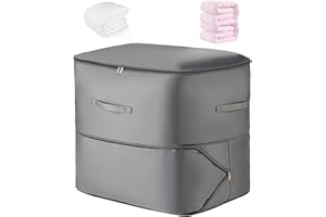 LEWBDF Selbstkomprimierender Organizer Ultra Space Saving Selfs Compression Organizer Selbstkomprimierende Aufbewahrungstasche for Bettdecken Kleidung Decken (Grau, XL 52x42x60CM)