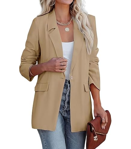 Damen Blazer Elegant – Slim Fit Business Jacke Mit Reversknöpfen, Maschinenwaschbar