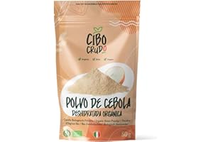 CIBO CRUDO CRUDO BIOLOGICO VEGAN Cebolla en Polvo Orgánica - 50g. Cebolla Deshidratada y Secada al Sol. Cebolla Seca Molida Finamente. Onion Powder.