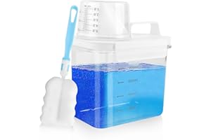 HEDMON Upgrade 1100ml Distributeur Lessive Liquide étanche avec doseurs,Transparent doseur lessive poudre avec échelle gradué, PET BPA Free Boîte de rangement de détergent avec couvercle verrouillable manche