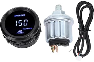 AQXREIGHT 52mm Digital Oil Pressure Gauge Blue Back Light Fit for 12v Vehicle