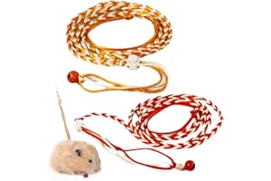 CPJJ 2 pièces harnais cochon d'inde pour hamster Nylon Laisse pour animaux de compagnie Corde de marche avec sonnette-2M