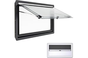 DIFU Finestra per Camper 900 x 500 mm a 70° con Zanzariera e Tenda Avvolgibile Integrata, Finestra Laterale E13 per Roulotte e Furgoni