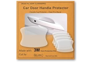 QLIM 3M-Pro 5pcs Car Door Handle Cup Protector/Sticker/Guard, 3M-PPF(Paint Protection Film) Pro Series, Clear(Transparent), Anti Scratch, Universal Fit for Most Cars (Clear Pro/5pcs)