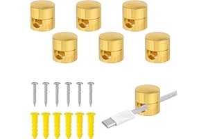 GOSKNOR 6 Pzs Anclajes de Cable para Organizar el Escritorio, Organizador de Cables de Aluminio para Cables de Diámetro Máximo de 7 mm Clips de Gestión de Cables de Cargador para la Oficina (Dorado)