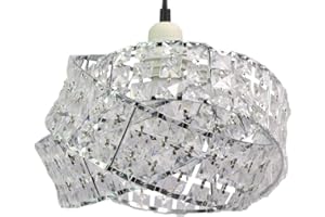 Chi-buy Shiny Ceiling Lamp Shade Modern Polished Chrome and Acrylic Transparent Beads Interwoven Ring Shade Accessories Plastic/Metal Frame Cromi (Chromie)