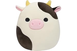 Squishmallows Original Peluche de 19 cm- Connor la Vache Blanche et Noire - Peluche Officielle Jazwares