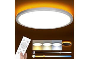 ‎SLOCHI slochi LED Deckenleuchte, 36W 4200LM Deckenlampe Flach Dimmbar mit Fernbedienung, 1800K Nachtlicht Warm, 3000K-6500K, Ultra Dünn Schlafzimmer Lampe für Schlafzimme Wohnzimmer Kinderzimmer-Rund Weiss