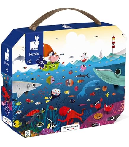 Janod 24-teiliges Puzzle „Die Märchen“ – Mit Beobachtungsspiel | Für Kinder Ab 3 Jahren | In Koffer Mit Griff, 65x50 Cm