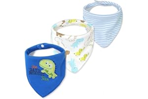 CuteOn Baby Sbavare Bavaglini, Unisex 3-Pezzi Cotone Assorbente, Triangolo Bib Con Snaps Gift for Boys & Girls - Asorted