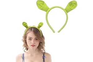 dinghaole Shrek Ears, uszy dla Shreka, zielona opaska na głowę, opaska na głowę, na Halloween, Boże Narodzenie, przyjęcie, opaska na głowę, uszy zwierzęce, opaska na głowę