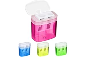 JOYSKY 4 Stück Anspitzer Bleistift Spitzer Doppelanspitzer Pencil Sharpener Kinder Spitzer mit Dose Deckel 4 Farben mit Behälter für Schule Büro