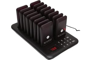 ‎BEWINNER Bewinner Pager System Restaurant Pager, Pager System Kundenrufsystem 20H 16 Pager 998 Kanäle Gastro Pager mit Aufladen Rrufende Tastatur für Restaurant Bar Tierklinik Cafeteria Schnellimbiss(EU)