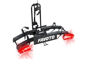 Favoto Porte‑Vélo Attelage pour 2 E-Bike - Support Vélo Pliable Rabattable Charge 60kg Compatible Roues 20–29" Montage Rapide Structure Alliage d'aluminium pour Voiture