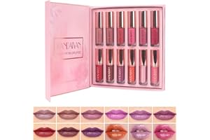 XINYUNXIN Traje de lápiz labial líquido de 12 colores, traje de lápiz labial impermeable duradero mate de terciopelo, traje de lápiz labial no pegajoso, taza no descolorida y brillante