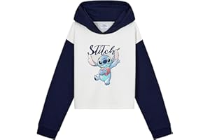 Disney Sudadera Niña Stitch, Sudadera Corta Niña, Sudadera para Niñas Crop Top, Ropa para Niñas Lilo y Stitch 7-14 años