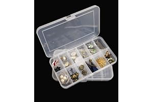 CSM Pack of 2 Big Jewelry Case Organizers Multipurpose Plastic Storage Box with Dividers 12 Grids, Transparent (Pack of 2 Boxes,Rectangular)