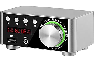 Adeept Mini amplificador de potencia Bluetoth 5.0 Hi-Fi estéreo clase D TPA3116 amplificador digital 50 W x 2 altavoces para el hogar audio coche marino reproductor de música TF USB AUX IN (silicona)